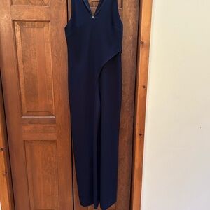 Trina Turk Blue V-Neck Jumpsuit with Elegant Silhouette